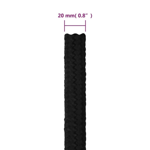 Rep svart 20 mm 25 m polyester