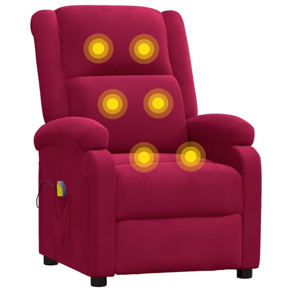Massagefåtölj vinröd sammet