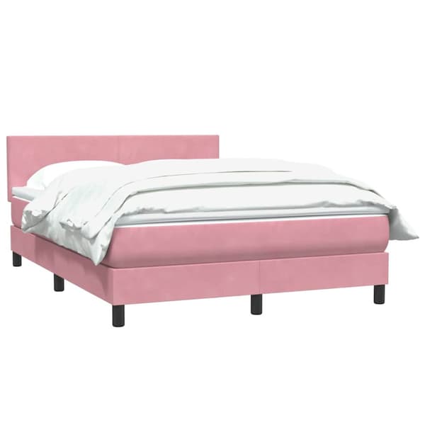 Ramsäng med madrass rosa 160x220 cm sammet