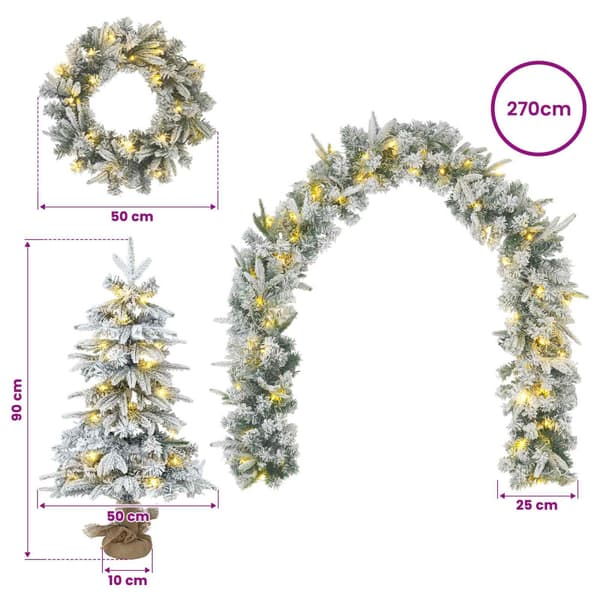 Mini-julgransset 90 cm 175 LED-lampor Varmvit PVC och PE