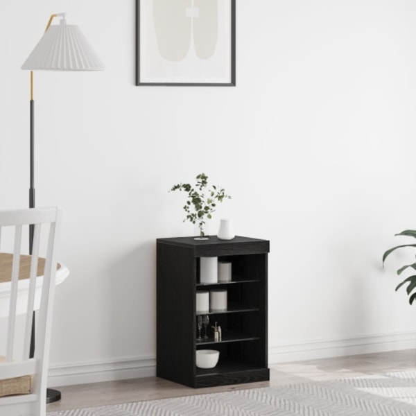 Sideboard med LED-lampor svart ek 41x37x67 cm