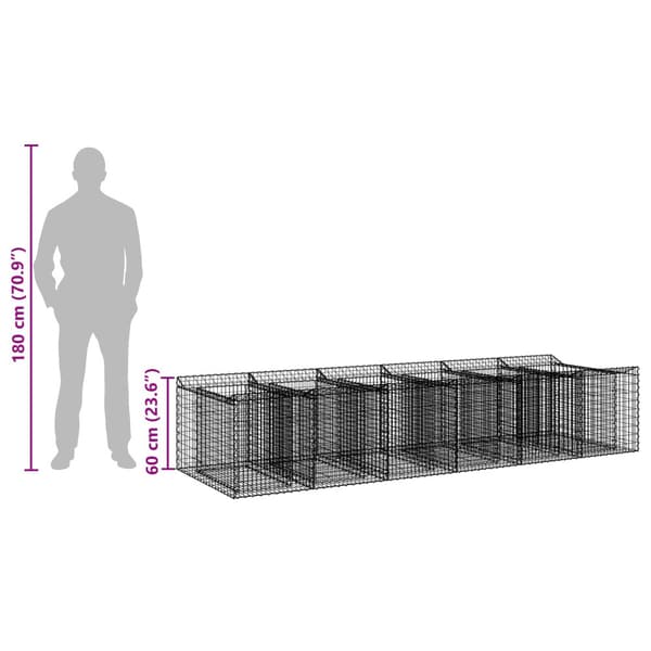 Gabion upphöjd säng 2 pcs Silver