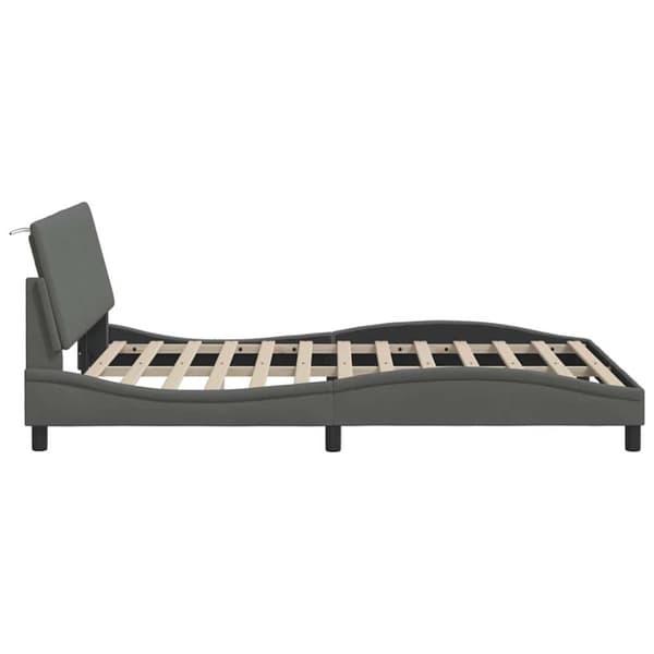 Bed Frame without Mattress "Hanko" Dark Grey 140x190cm Fabric