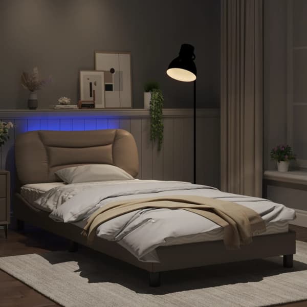 Bed Frame with LED without Mattress "Hvar" Cappuccino 100x200 cm