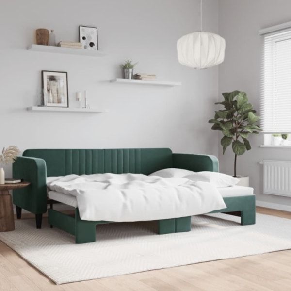 Dagbädd utdragbar mörkgrön 80x200 cm sammet