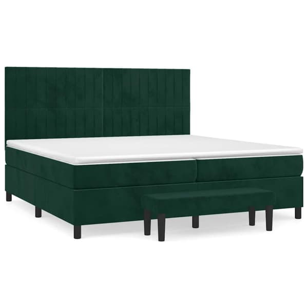 Ramsäng med madrass mörkgrön 200x200 cm sammet