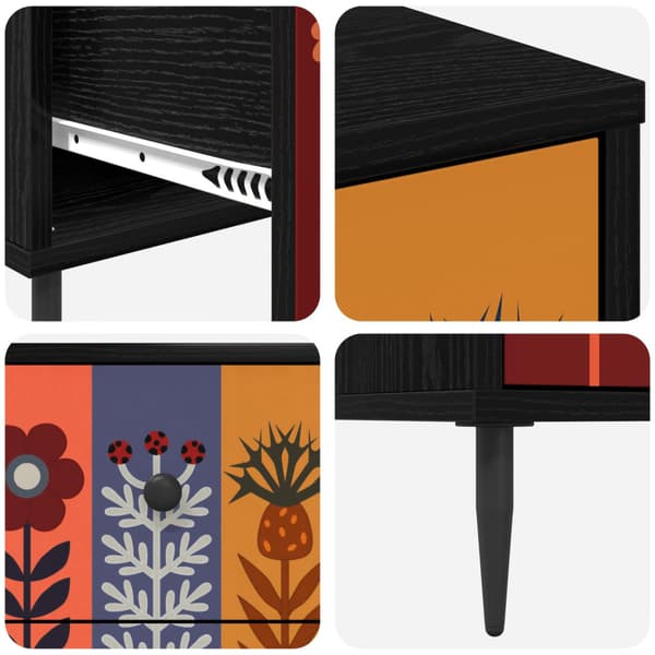 Kommode ESSEN Solrosmönster 66 x 36,5 x 76 cm Konstruerat trä