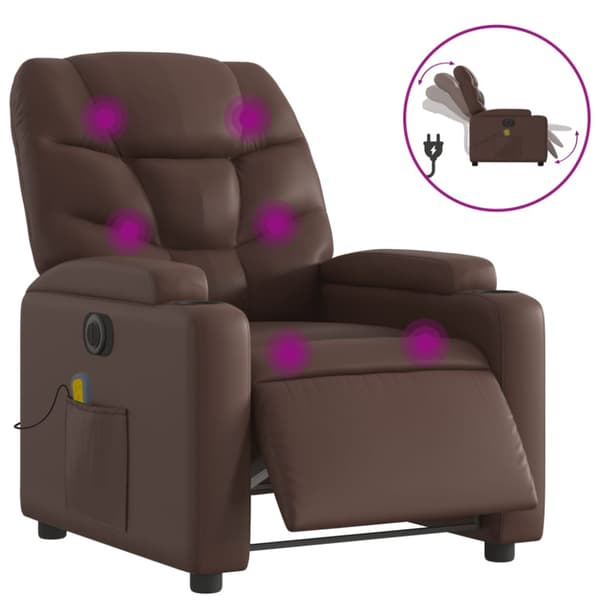 Elektrisk massagefåtölj brun konstläder