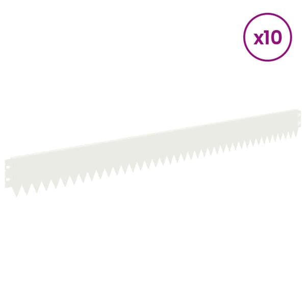Kant för gräsmatta 10 pcs 103 x 10 cm Stål Vit