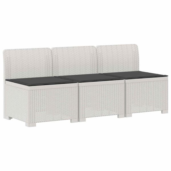 3-sits trädgårdsoffa med kuddar Rattan-look PP Vit