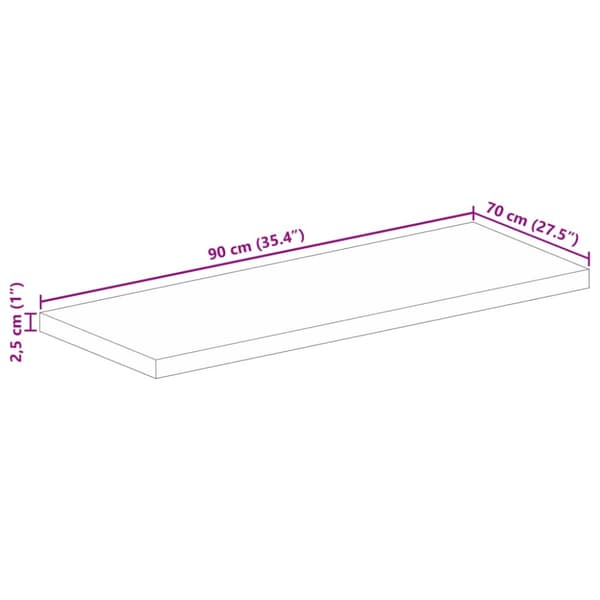 Bordsskiva 90x70x2,5 cm rektangulär massiv akacia