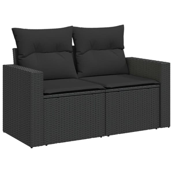 Soffset 6 st Svart Poly Rattan och stål