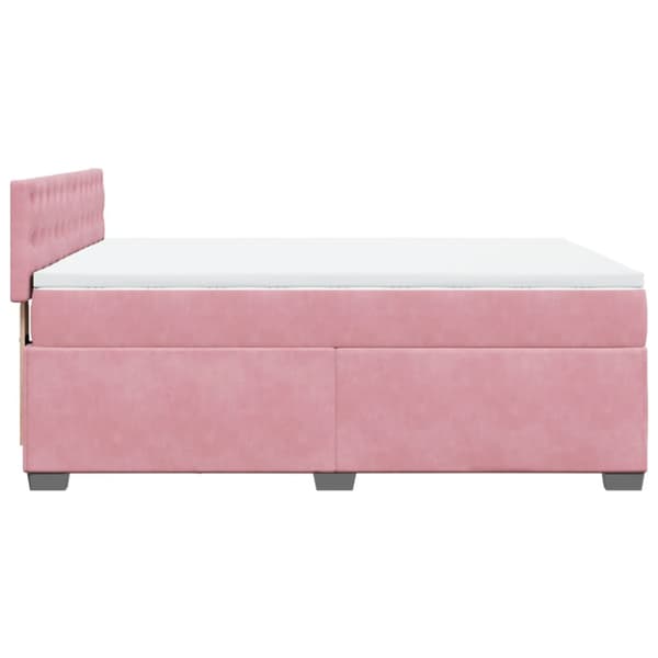 Ramsäng med madrass rosa 140x190 cm sammet