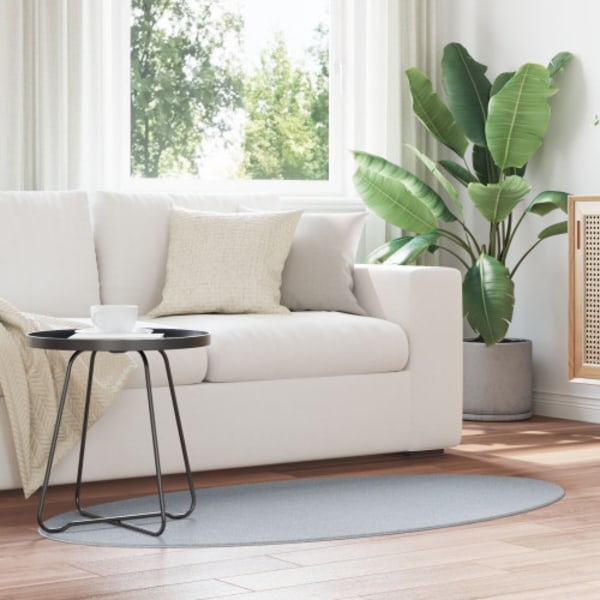 Mattor Grå Bomull 80 x 150 cm Områdesmatta Oval Minimalistisk