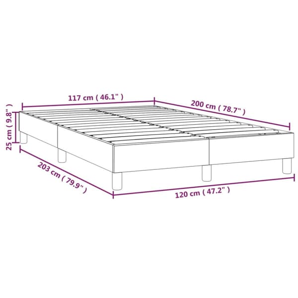 Boxspring-sängram mörkbrun 120x200 cm tyg