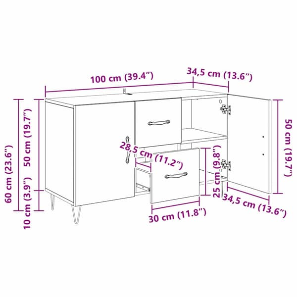 Sideboard Artisan Ek 100 x 36 x 60 cm Konstruerat trä