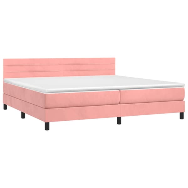Ramsäng med madrass & LED rosa 200x200 cm sammet