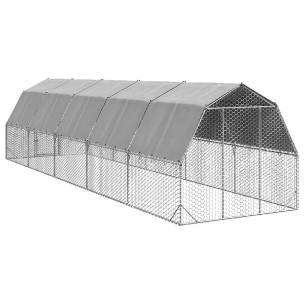 Hönsgård med tak 2,5x10x2,25 m galvaniserat stål