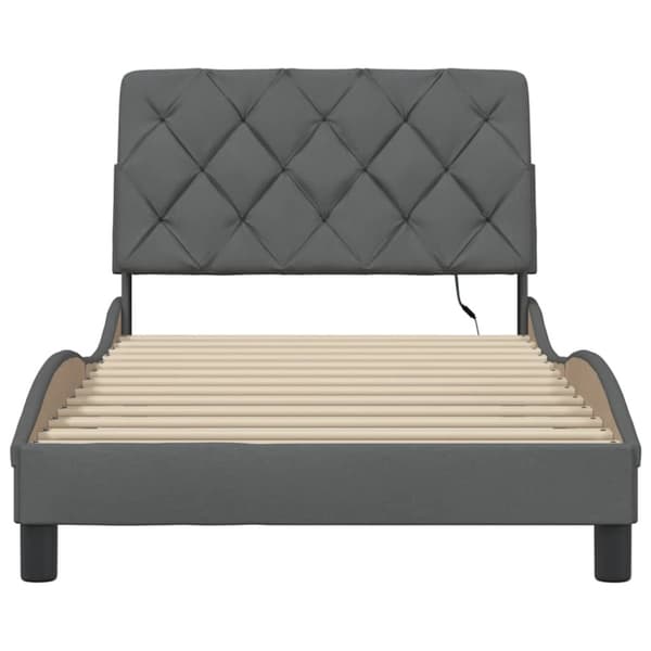 Bed Frame with LED without Mattress Dark Grey 100x200 cm Fabric