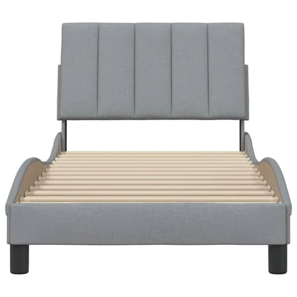 Bed Frame without Mattress "Hanko" Light Grey 90x200 cm Fabric