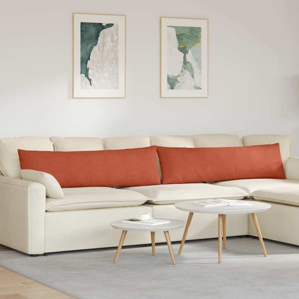 Sofakuddar 2 pcs Röd orange 145 x 40 cm Kordread tyg