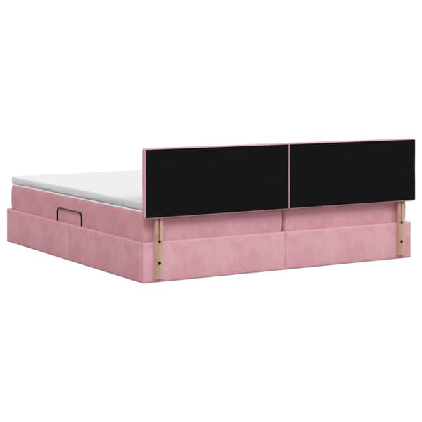 Förvaringssäng med huvudgavel Rosa 200 x 200 cm Sammet