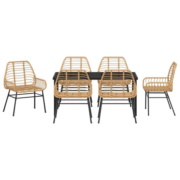 Trädgårdsmöbelset 7 pcs Brun konstrotting