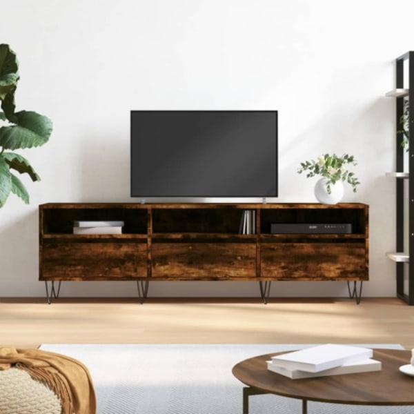 Tv-bänk rökfärgad ek 150x30x44,5 cm konstruerat trä