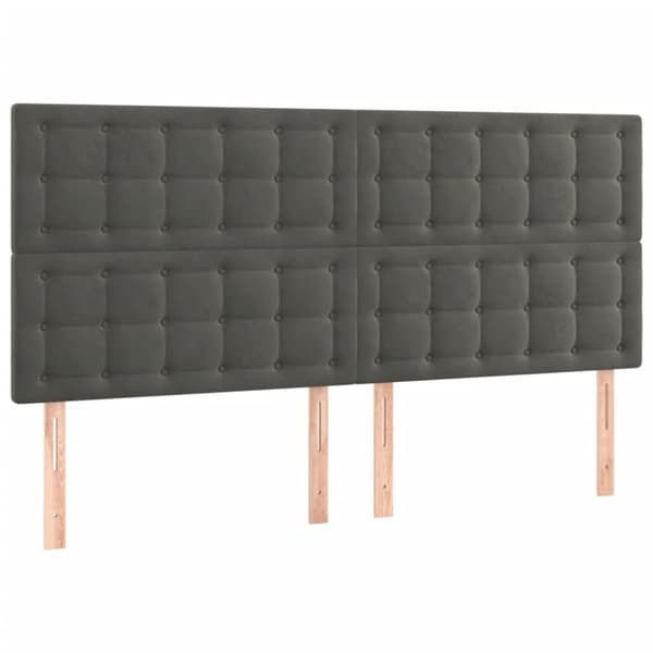 Sänggavel LED mörkgrå 180x5x118/128 cm sammet