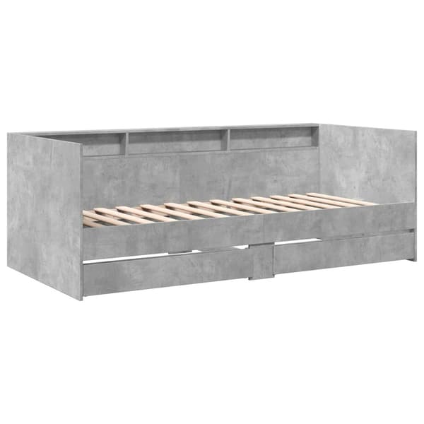 Sängram med förvaring Betonggrå 80 x 200 cm Konstruerat trä
