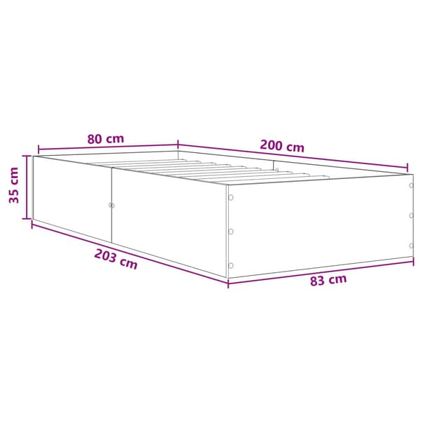 Golvsängsram Gammalt trä 80 x 200 cm Konstruerat trä