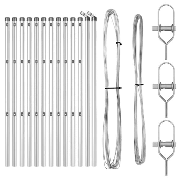 Stängselstolpe 13 pcs Silver Stål