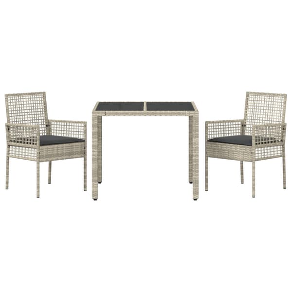 Trädgårdsmöbelset 3 pcs Ljusgrå konstrotting