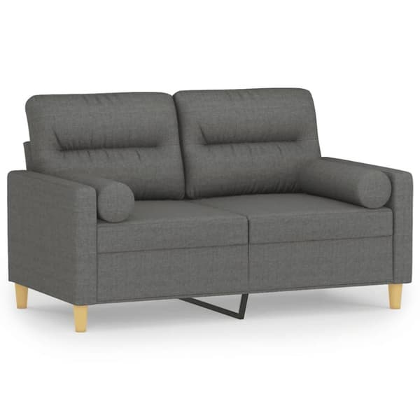 2-sits soffa med prydnadskuddar mörkgrå 120 cm tyg