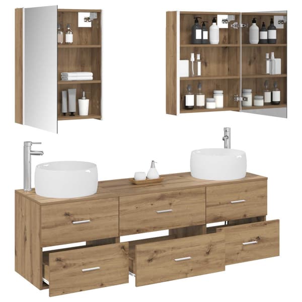 Badrumsmöbelset 5 pcs Artisan-ek Konstruerat trä och glas