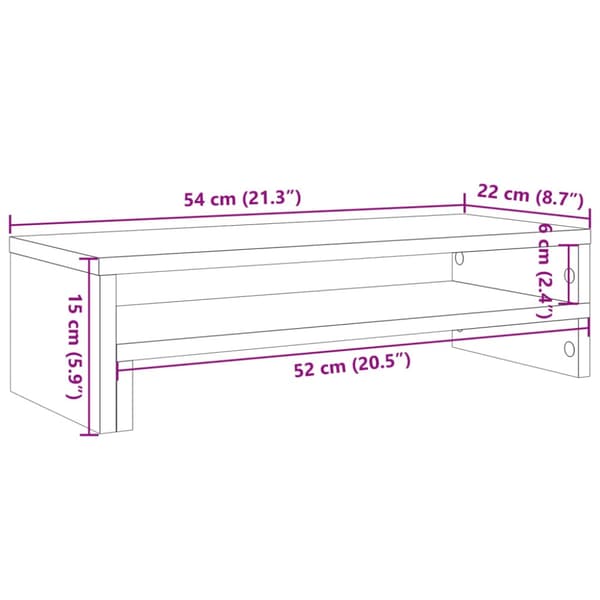 Skärmställ ek 54x22x15 cm konstruerat trä