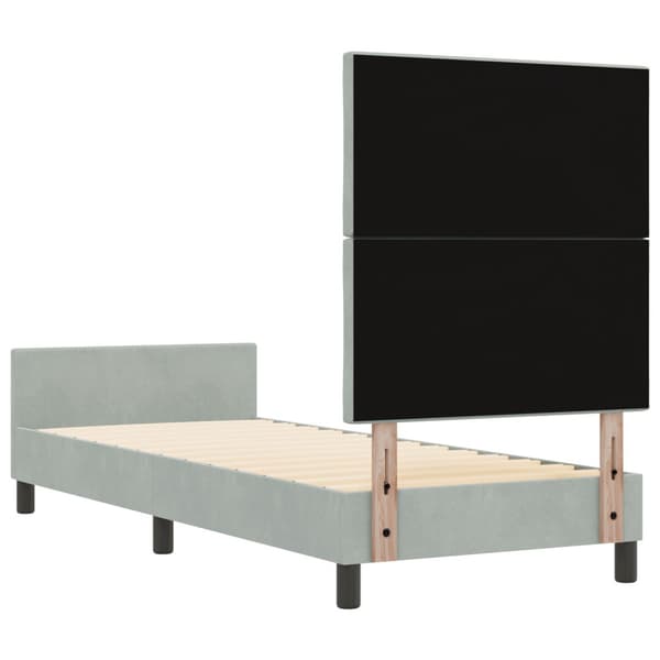 Bäddfjäder med huvudgavel Ljusgrå 80 x 200 cm Sammet
