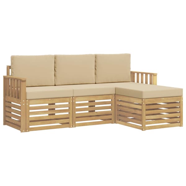 Utomhussoffset 4 pcs Vit och Beige 189,5 x 122,5 x 73 cm