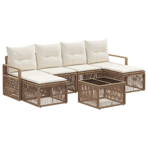 Trädgårdsoffset 7 pcs Beige konstrotting