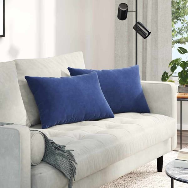 Sofakuddar 2 pcs Polisblå 60 x 40 cm Kordread tyg