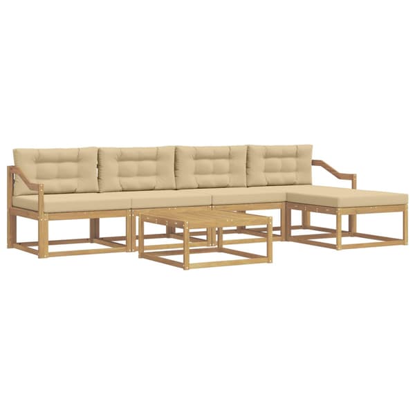 Utomhussoffset 6 pcs Vit och Beige 79 x 79 x 37 cm Polyester