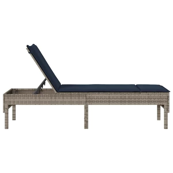 Solstol med dyna grå 55x200x44cm konstrotting
