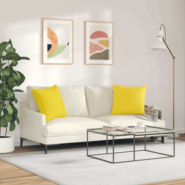 Sofakuddar 2 pcs Ljusgul 50 x 50 cm tyg