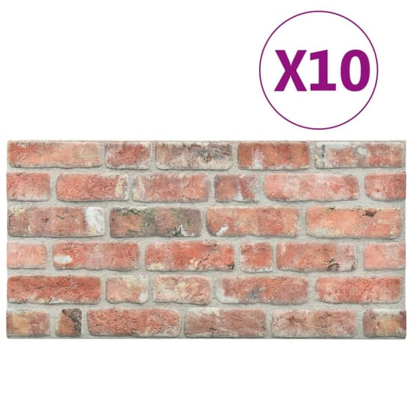 Väggpaneler 10 pcs Röd 100 x 50 cm EPS Skum