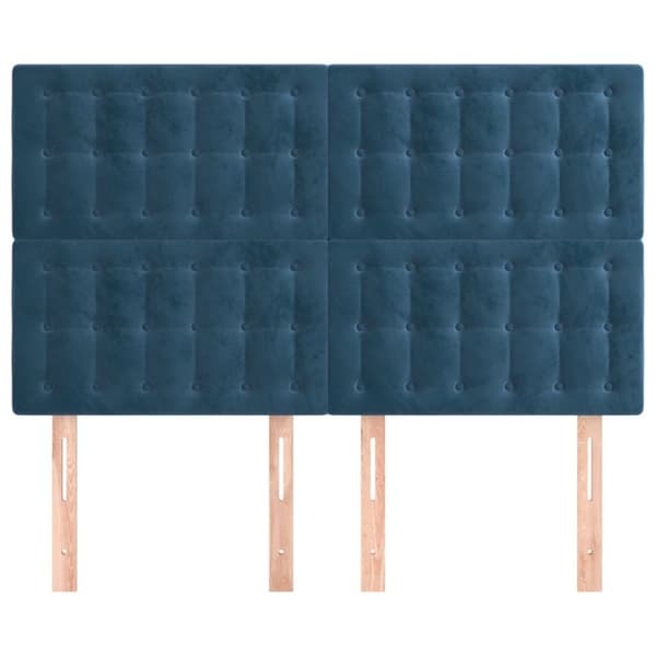 Sänggavel mörkblå 144x5x118/128 cm sammet