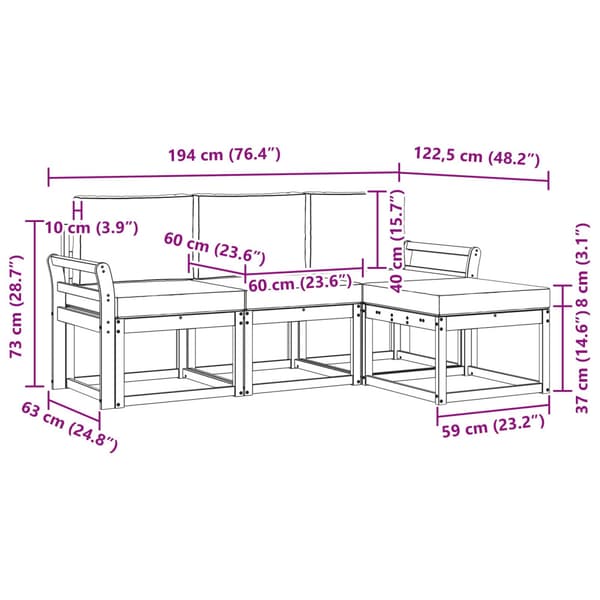 Utomhussoffset 4 pcs