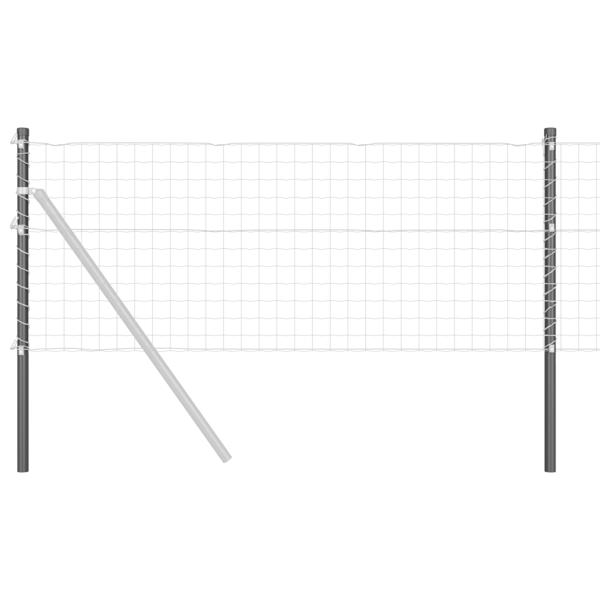 Stängselstolpe 2 pcs Grå 80 cm Pulverlackerad stål