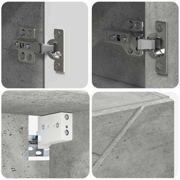 Badrumsmöbelset 4 pcs Betonggrå Konstruktions trä och metall