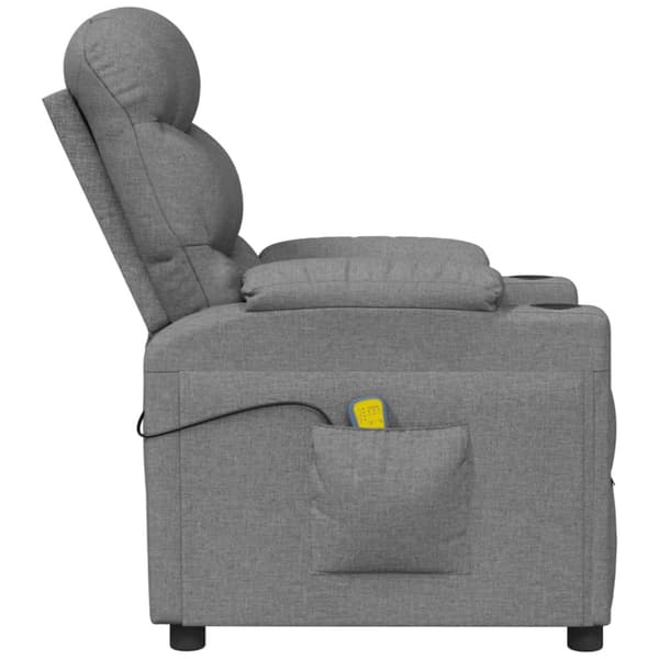 Massagefåtölj ljusgrå tyg