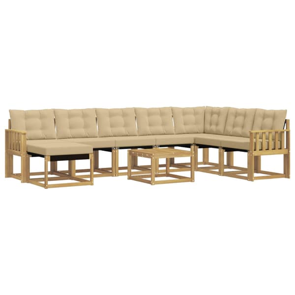 Utomhussoffset med kudde 9 pcs Vit och Beige